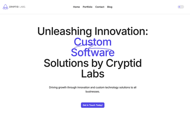 Preview of the Cryptid Labs's landing page.